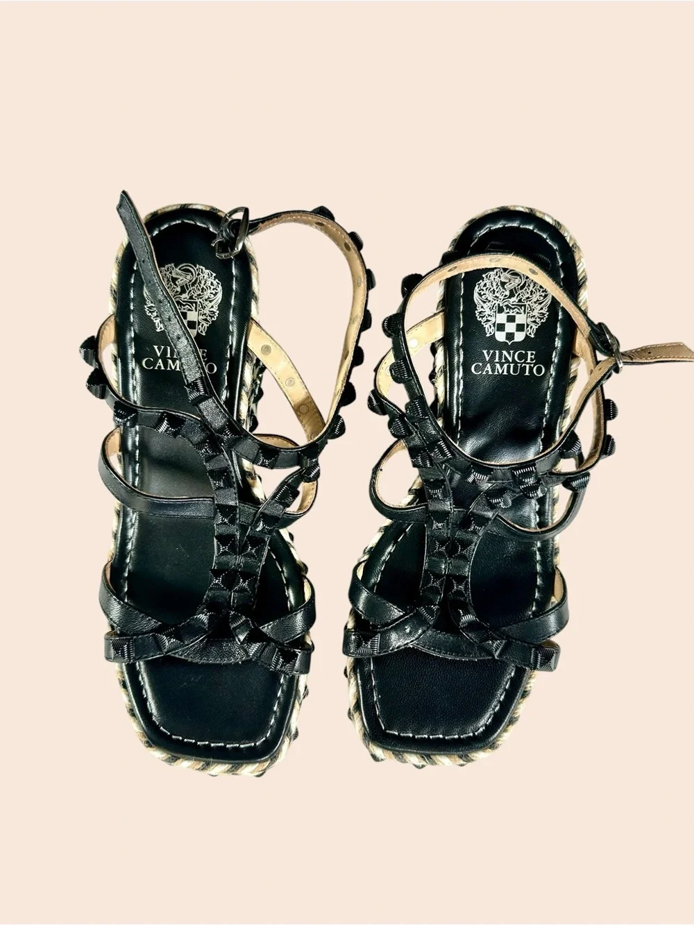 Vince Camuto Azil Vince espadrille platform wedge sandals in black
